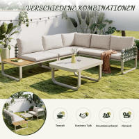 Conjunto de salón de Jardín (4-5 plazas), Conjunto de muebles de Jardín de cuero Verde, Moderno conjunto de sofá de exterior con todos los muebles de asiento y Zapatos, Conjunto de balcón, jardín y Terraza, color albaricoque - details 0
