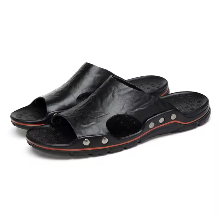 Sandalias De Verano Para Hombre Mocasines De Cuero Genuino Alta Calidad Cómodas Para Playa Y Exterior Estilo Casual - 1
