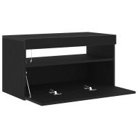 Mueble para TV vidaXL con luces LED en negro y roble, 75x35x40 cm, de madera - details 2