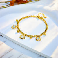 Pulsera De Moda Para Mujer Con Encanto De Sol Y Cuentas De Acero Inoxidable 316L Dorado De DIEYURO Joyería Antiguo Accesorios - details 7
