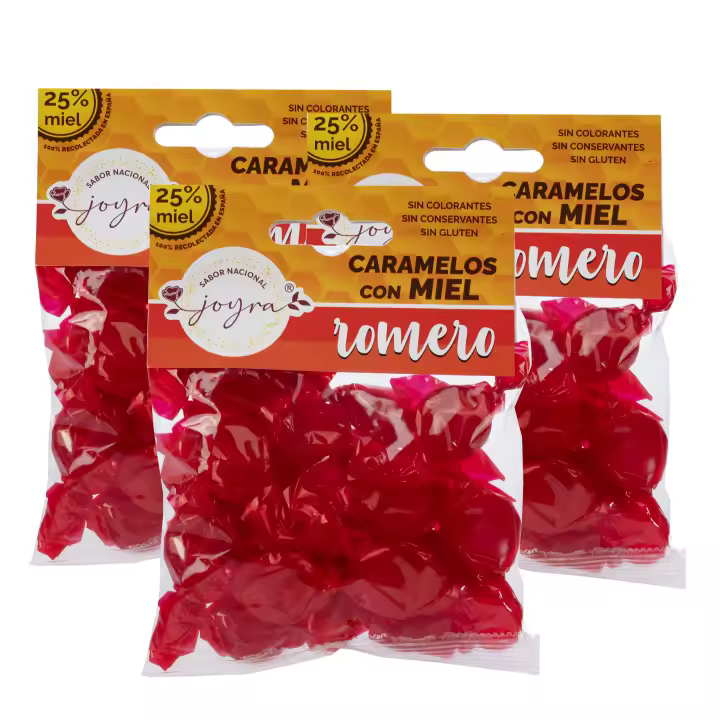 ARTE SABOR Pack de 3 paquetes de Caramelos de miel con romero, 100gr. Con un 25% de miel cruda y hechos con ingredientes 100% naturales. 10x5x14 Cm. - 1