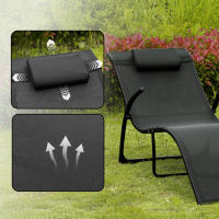 SoBuy OGS45-SCH Tumbona Plegable con Almohada,Malla Transpirable Teslin,Negro, ES - details 0
