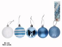 Gerimport Bote con 50 Bolas de Navidad Azules – Esferas de Diferentes Diseños para Decoración Festiva - details 0