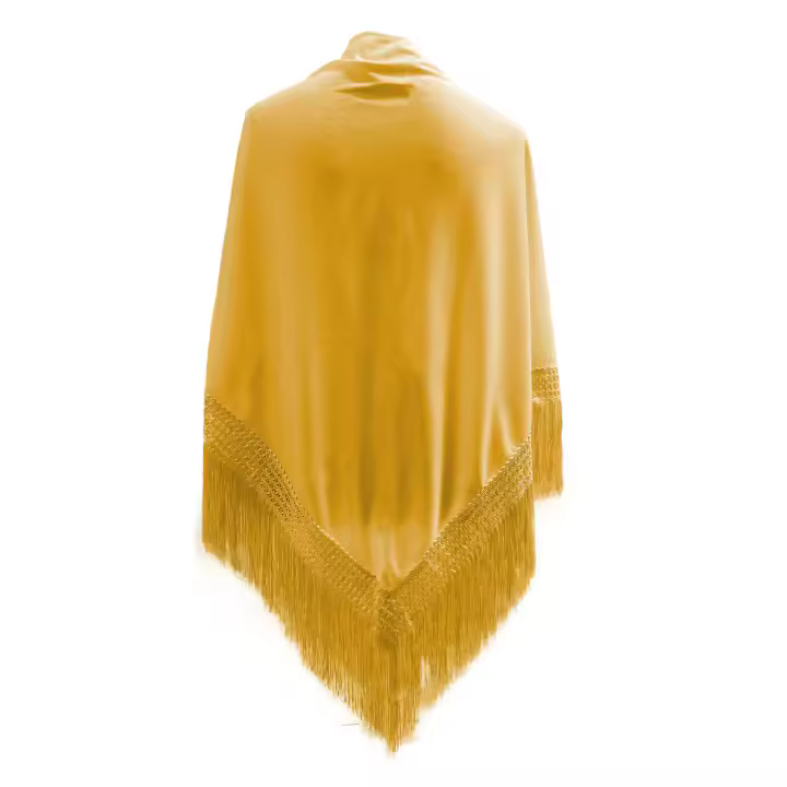 Mantón Flamenco sevillana Liso para Adutlos, Mantón de manila de pico en Triángula, 150* 70cm aprox - 1