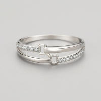 Anillo Fino Europeo de Plata de Ley S925 con línea de Doble Capa AAA CZ para Mujer, joyería de regalo de Boda para Fiesta de cumpleaños - details 5
