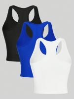 Top De Yoga Para Mujer 3 Piezas Vest Racerback Sin Mangas Transpirable Y Secado Rápido Deporte Streetwear Rib Knit - details 4