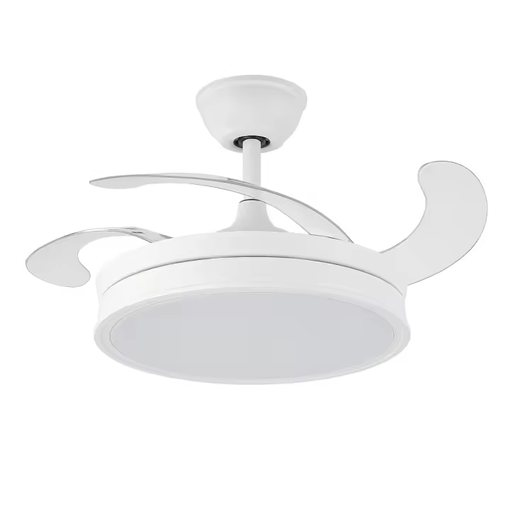 Ventilador de Techo con luz LED White Olga, 36W, Motor DC Silencioso, 6 Velocidades, Luz Regulable en 3 Tonos,  Mando a Distancia, Temporizador, Función Verano e Invierno Aspas retráctiles - 1