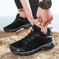 Zapatos De Senderismo De Cuero HIKEUP De Alta Calidad Duraderos Para Hombres Deportes Al Aire Libre Trekk Ing Subida Caza Zapatillas Respirables Talla True - details 9
