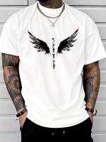 Camiseta De Verano Para Hombre Con Impresión De Alas Ligera Y Transpirable Estilo Casual Cuello Redondo Manga Corta Ropa Exterior 2024 - details 4