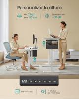 Escritorio Eléctrico Regulable en Altura con 4 Alturas de Memoria, Bolsillo de Almacenamiento, Ideal para Oficina en Casa o Estudio, Blanco, Marrón, Negro, 60x120x72-120 cm - details 2