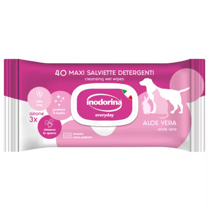 Inodorina 40 Toallitas Perros y Gatos - Aloe Vera | Hidratación y Cuidado - 1