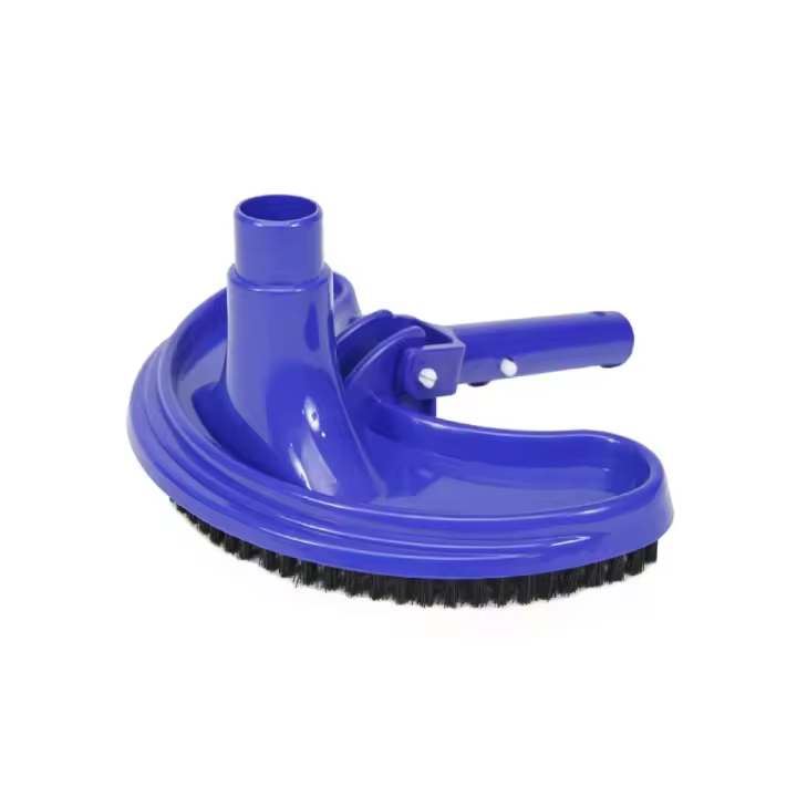 Tradineur - Limpiafondos de piscina, cepillo limpiador de fondos manual azul 14 x 26 x 13 cm, conexión de manguera 32 mm diámetro, para mango telescópico - 1