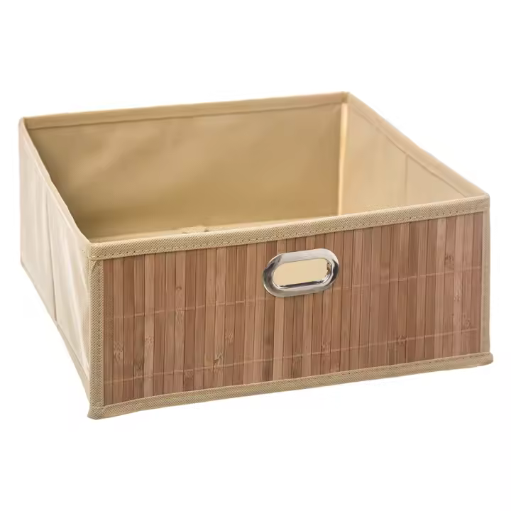 Cesta para mueble de almacenaje bambú natural 31 x 31 x 13,5 cm - 1