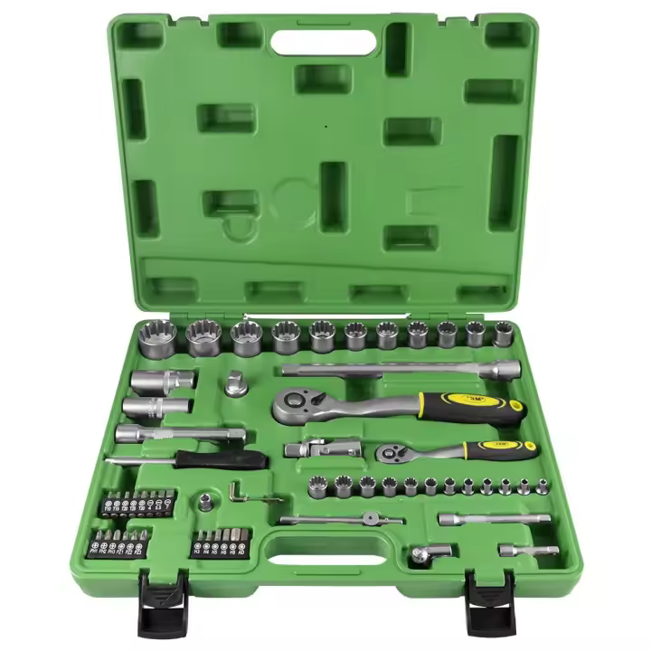 JBM 52722 Maletín de herramientas de 61 piezas  VASOS SPLINE DE 1/2" Y 1/4". PUNTAS DE 25MM.  Barras de extensión, articulatión universal,  barra en "T" corrediza, adaptador - 1