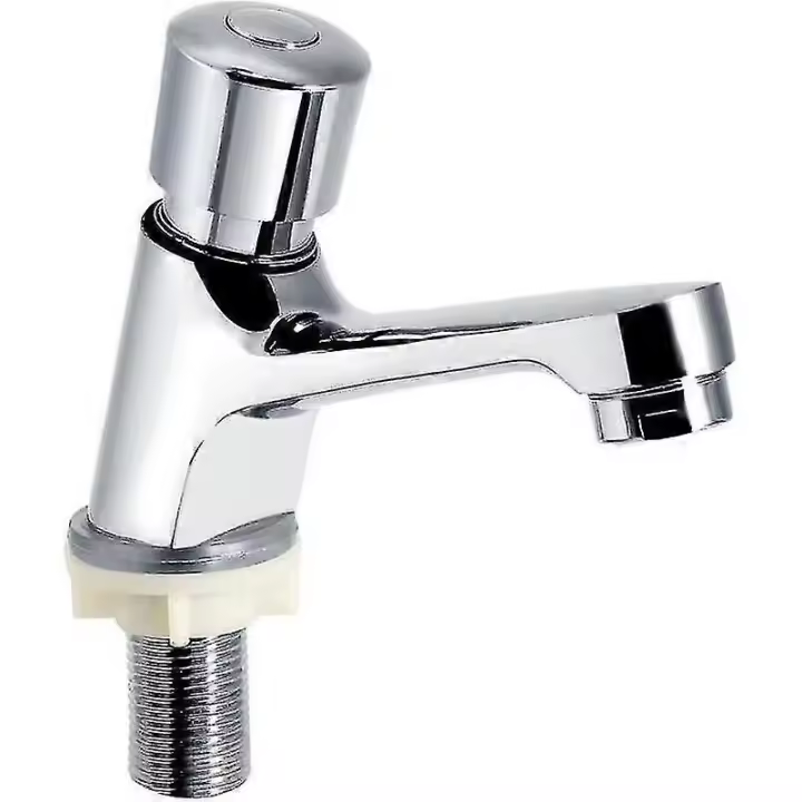 Car Cierres Chrome Tiempo Delay Grifo de Ahorro de Agua Tiempo Delay Cuenca Del Grifo Del Fregadero Grifo Para La Cocina Baño Public Silver-Yvan - 1