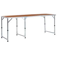 vidaXL Mesa de Camping Plegable Aluminio 180x60 cm Senderismo Terraza Jardín Color Marrón,  Gris, y mas - details 0