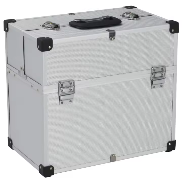 vidaXL Caja de herramientas aluminio plateado 38x22,5x34 cm - 1
