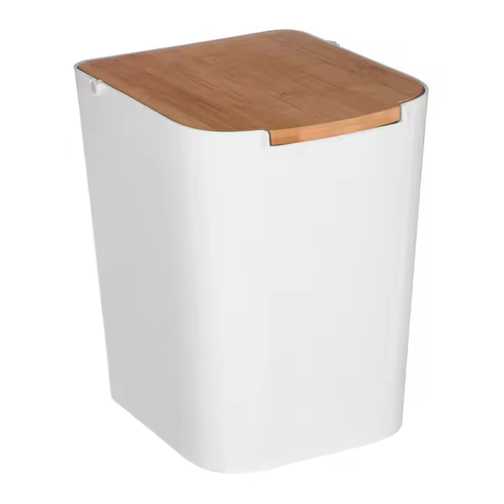Papelera de bambu-blanco 5 l - 1
