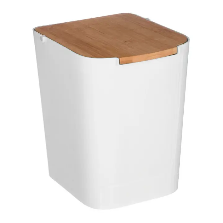 Papelera de bambu-blanco 5 l - 1