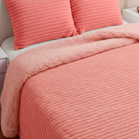 Vivid Torral - Edredón Borrego Rayas Rosa Deluxe Tacto Terciopelo/Sedalina + Fundas De Cojines* Tacto Suave Calidez confort - details 2