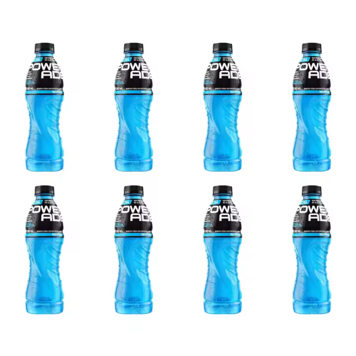 Powerade Azul Ice Storm, 500ml - Bebida Isotonica formato nuevo con tapon de rosca. Powerade Azul clasica para deportes caja 4 o 8 botellas - 1