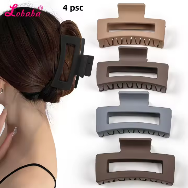 4 Pcs Clip De Pelo Para Mujer Y Niñas No Esmeriladas De Plástico Mate Antideslizantes Accesorios De Moda Para El Cabello - 1