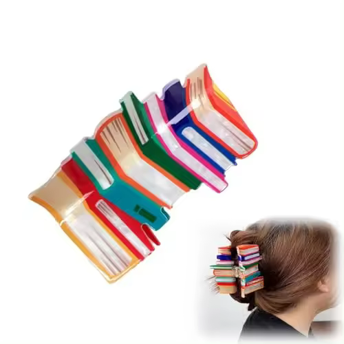 Pinza para el pelo con forma de libro, pinzas para el pelo para la vuelta al cole, pinzas divertidas para el pelo de profesor, pinzas para el pelo con forma de libro para cabello fino, pinzas para el pelo con forma de libro, pasadores para amantes de - 1