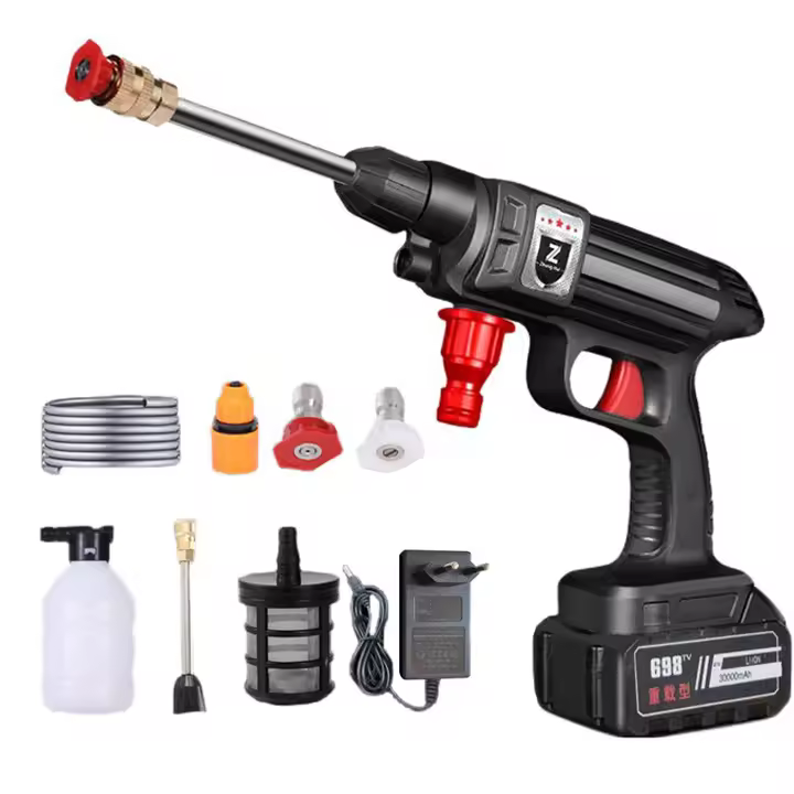 1500W 30Bar Cordless High Pressure Car Wash Gun Foam Generator Water Gun Spray Cleaner Car Wash for Auto Home Cleaning - 1