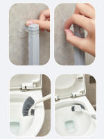 Cepillo De Inodoro Con Mango Largo Y Acabado En Azul Succión De Ventosa Montaje En La Pared Doble Cara Sin Esquinas Muertas Para Limpieza De Baño Y Lavabo - details 4