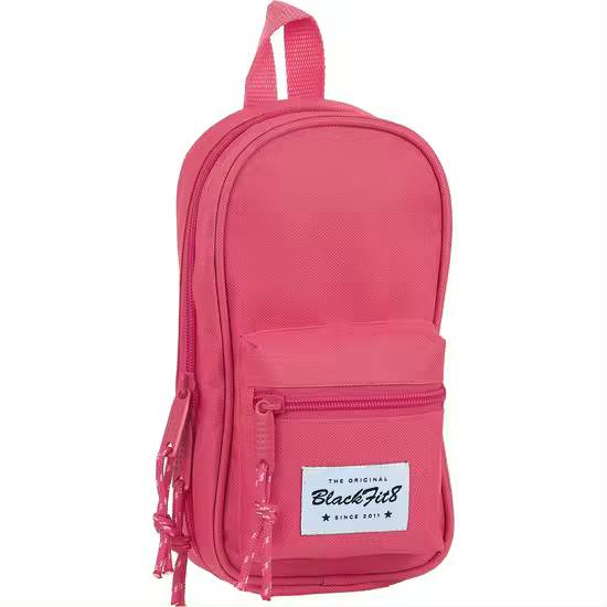 SAFTA  BLACKFIT8 FRESA PLUMIER MOCHILA C/4 PORT. VACIO con 4 compartimentos - Plumier Mochila con 4 estuches incluidos sujetados con bolsillo de red y Doble tirador en cremallera principal para facilitar su apertura - Estuche diseño único by safta - 1