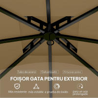 Outsunny Cenador para Jardín 3,4x3,4 m Pérgola de Jardín Gazebo con Doble Techo Paredes Laterales Anti-UV y Ventanas Carpa para Exterior Terraza Patio Beige - details 2