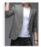 Chaleco a Cuadros Para Hombre Estilo Casual Elegante Con Solapa Única Vestimenta De Lujo Para Banquete Traje De Tela De Poliéster De Cierre Completo - details 12