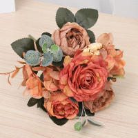 Bouquet De Flores Artificiales Rosa Silken Retro Con Hydrangea Y Peony Decoración De Bodas Y Habitaciones Accesorios De Plantas Falsas Para Novia Vintage - details 4