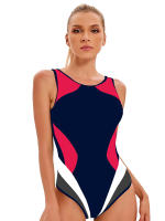 Nueva Deportiva 2024 Monokini De Dos Piezas Para Mujer Talla Grande Colorido Patchwork Traje De Baño Profesional Para Natación Y Surf 3XL - details 14
