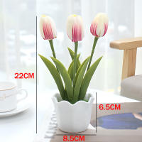 Bonsái Artificial De Tulipán Con Maceta Decoración Para Oficina Hogar Balcón Regalo De Boda Fiesta Adorno Externo Interior - details 3