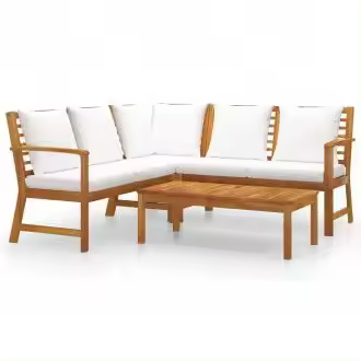VIDAXL conjunto de muebles de madera de acacia con cojines color crema para exterior vida xl - 1