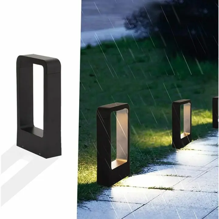 Baliza con toma de Corriente LED 7W 3000K IP65 Terraza Iluminación exterior Lámpara de Jardín Negro Diseño Blanco cálido Iluminación decorativa impermeable IP65 SSITO - 1