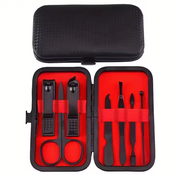 Kit De Manicura Y Pedicura Profesional En Acero Inoxidable Conjunto De Tijeras Para Uñas Y Pies Negro 7/10/12/15/18 Piezas - 1
