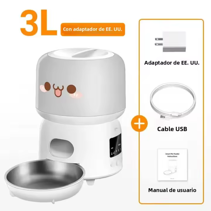 ROJECO Dispensador De Alimentos Para Mascotas Inteligente 3L Versión Botón WiFi Autoalimentador Para Perros Y Gatos Control Remoto Programable Material Plástico - 1
