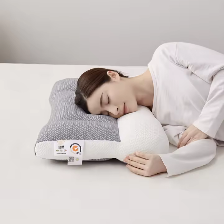 Almohada de Memoria Ortopédica de Algodón Rebote Lento Forma Ergonómica Relaja el Cuello - 1
