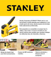STANLEY Grapadora FATMAX® TR400 4en1 - Adaptable para Grapas Tipo A, Cables y Clavos Tipo J, con Función Antiatascos y Ajuste de Potencia | Ideal para Bricolaje y Uso Profesional | Modelo FMHT6-70411 - details 0