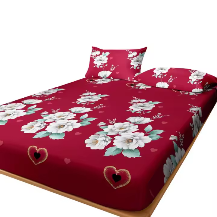 Sábana Ajustada Moderna Y Sencilla Con Estampado De Plantas Y Flores Mate Para Dormitorio Sin Almohadillas De Sábanas - 1