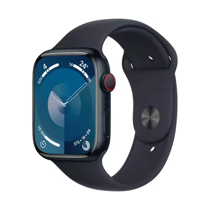 Apple Watch Series 9 GPS + Cellular 41 mm Aluminio y Correa deportiva negra (Medianoche) MRHR3QL/A - Tamaño S/M - 1