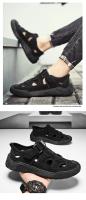 Zapatos De Cuero Para Hombre Verano Senderismo Al Aire Libre Transpirables Antideslizantes Resistentes Al Desgaste Con Malla Suaves Y Cómodos Sandalias Casuales Con Hebilla De Cierre - details 17