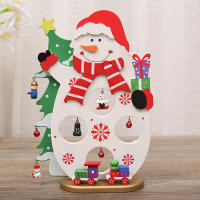 Decoración Navideña De Madera Con SANTA CLAUS Y MUÑECO DE NIEVE Artículos Decorativos Para Escritorio Escena De Navidad - details 2