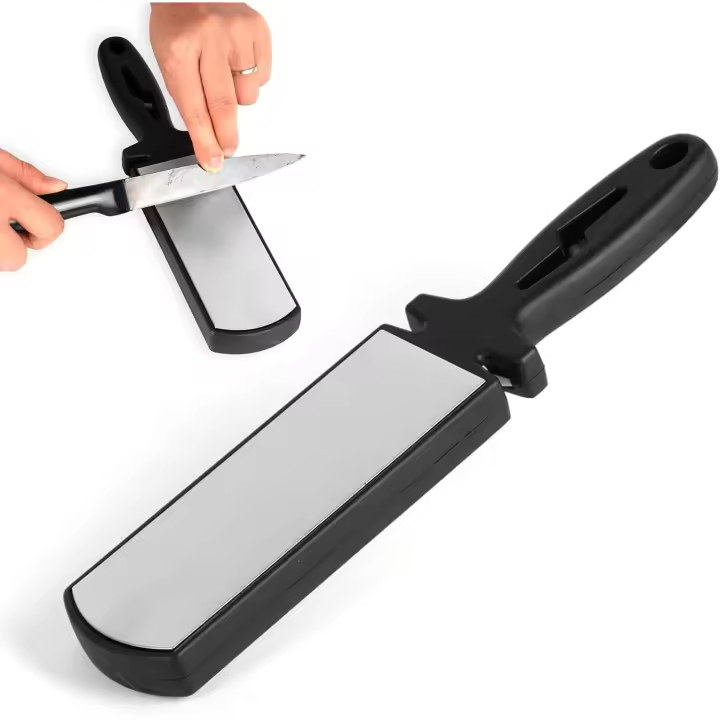 Afilador de cuchillos de diamante 5 en 1, piedra de afilar de doble cara de grano 400/1000 con base antideslizante, afilador de tijeras para cocina y restaurante (negro) - 1