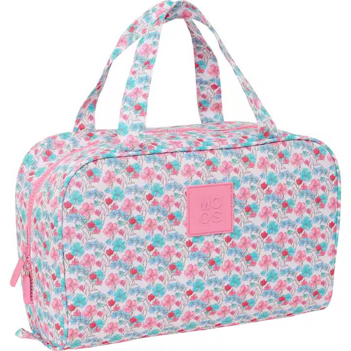 SAFTA  NECESER RECTANGULAR RECICLADO MOOS "FLORES" - Neceser Licencia Oficial - Diseño Elegante - Ideal para Viajes y Uso Diario - Material Resistente - Cierre de Cremallera Seguro - 1