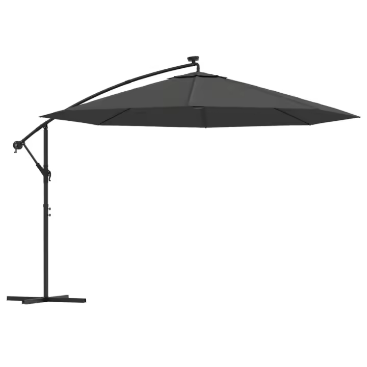 Sombrilla voladiza Luces LED y poste de metal antracita 350 cm - 1