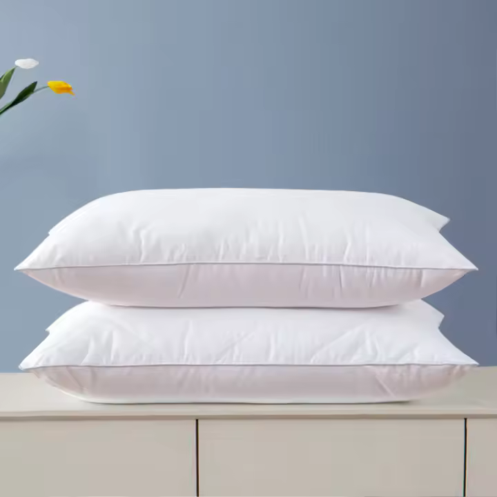 Almohadas de  Plumas de Ganso y  Poliéster, 2 Unidades 50X75cm, Funda de  Algodón, Antiácaros Hipoalergénico, Natural, Medio Apoyo - 1