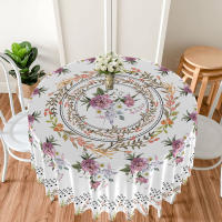 Mantel Redondo Impermeable Con Plantas Florales 63 Pulgadas Cubierta De Comedor Multifuncional Estilo Moderno Solterano - details 2